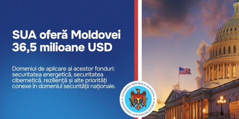 Vești excelente de la Washington pentru R.Moldova. Chișinăul va primi zeci de milioane de euro din partea SUA pentru consolidarea securității naționale