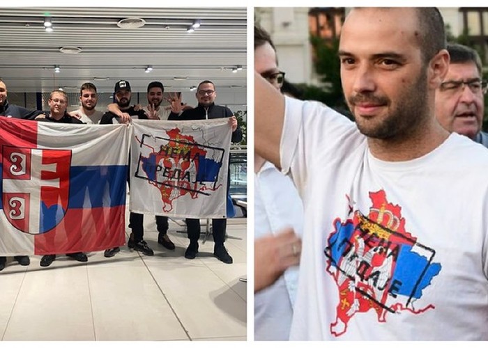 FOTO / 6 dintre cei 12 ultrași sârbi opriți pe aeroportul din Chișinău, membri ai unei grupări extremiste pro-ruse. Liderul acesteia, reținut în Serbia