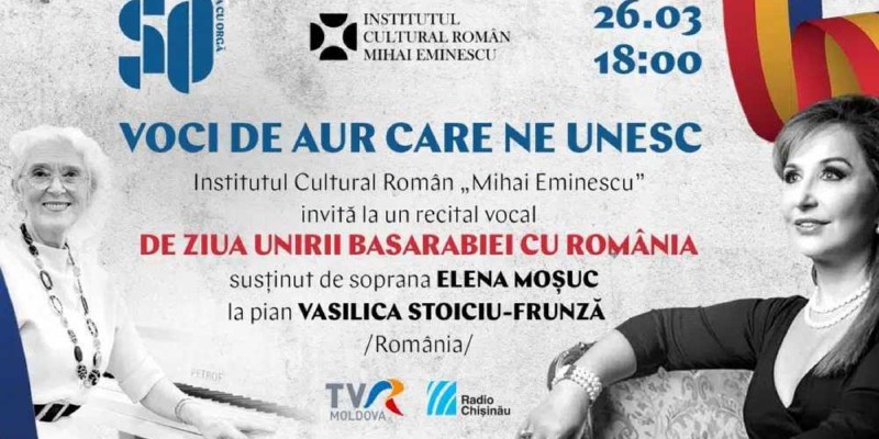 ”Voci care ne unesc” în Sala cu Orgă din Chișinău! Împlinirea a 107 ani de la UNIREA Basarabiei cu Țara, marcată printr-un concert de excepție. Detaliile