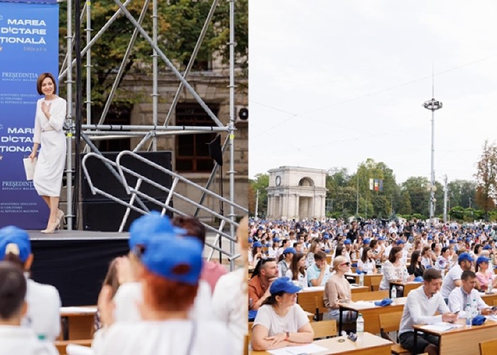 De Ziua Limbii Române, o mare de oameni au participat la Marea Dictare de la Chișinău. Maia Sandu: Mă bucur că atât de multă lume s-a adunat pentru a onora Limba Română!